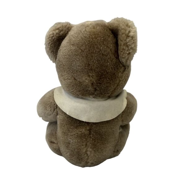 Gund Vintage 1982 Brown Teddy Bear With Collar Bow Plush Toy 6" Soft Collectible - Picture 4 of 7
